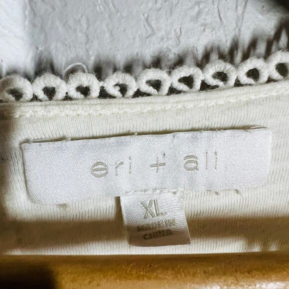 Eri + Ali Lace Tunic Top Bell Sleeve Casual Knit Ivory White - XL - Picture 3 of 4